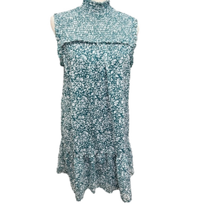 Avln Studio Women’s Teal & White Floral Smocked Dress Size S